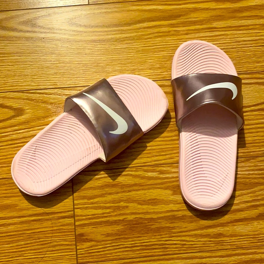 Pink Nike slides